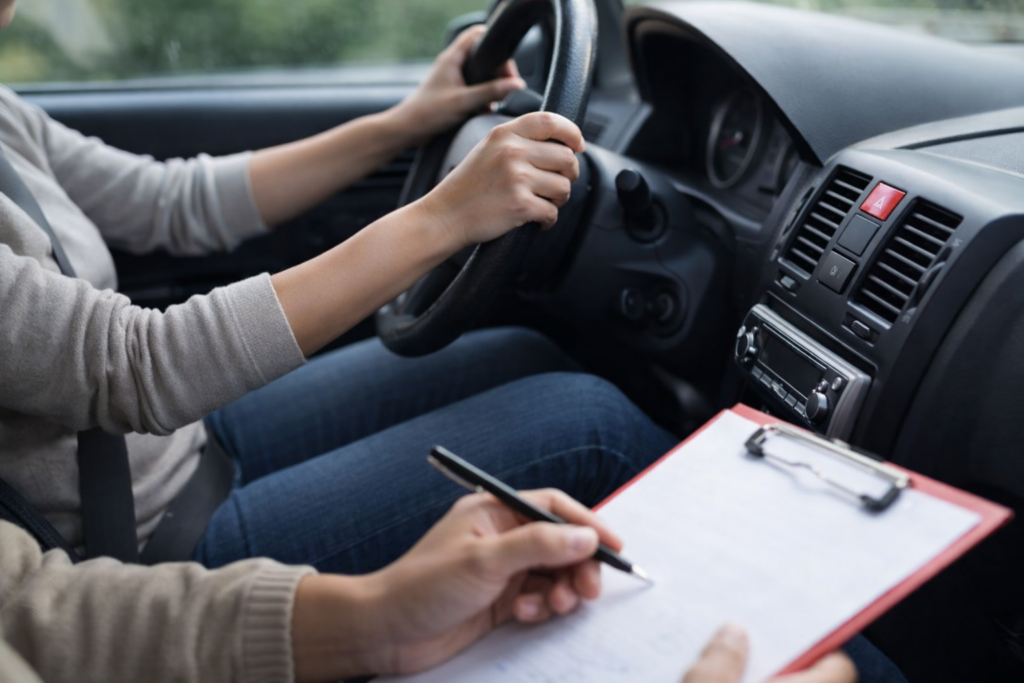 hands on wheel with instructor class five driving school